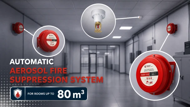 Aerosol fire suppression system kit for rooms up to 80 m³