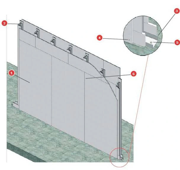 Fire-rated Wall Tecbor® A 12 EI-60 without wool partition