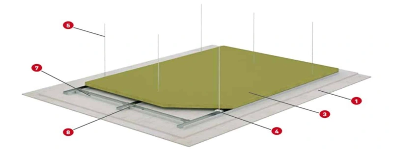 Independent Fire-resistant suspended ceiling TECBOR® A 12+12 – El-120