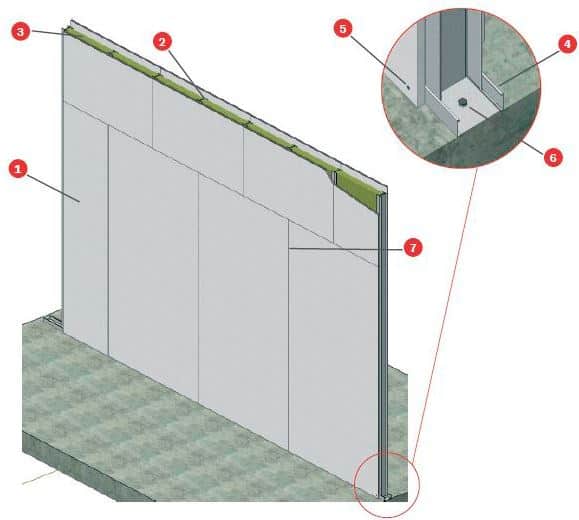 Tulenkestävä seinä Tecbor® A 12 - EI-120 väliseinä