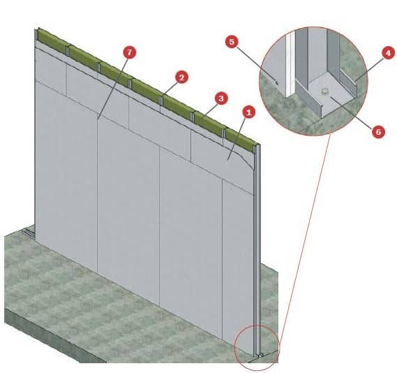 Tulenkestävä seinä Tecbor® A 10+10 EI-180 väliseinä