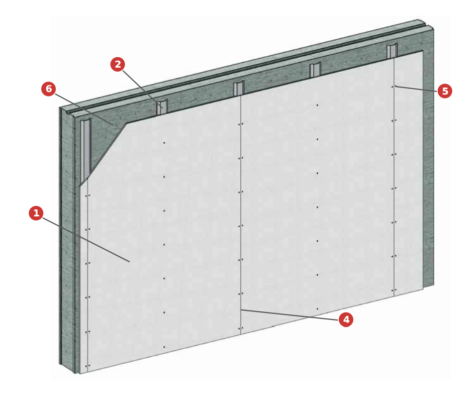 Fire-rated Wall Tecbor® A 12 EI-180 Wall lining on precast concrete Block