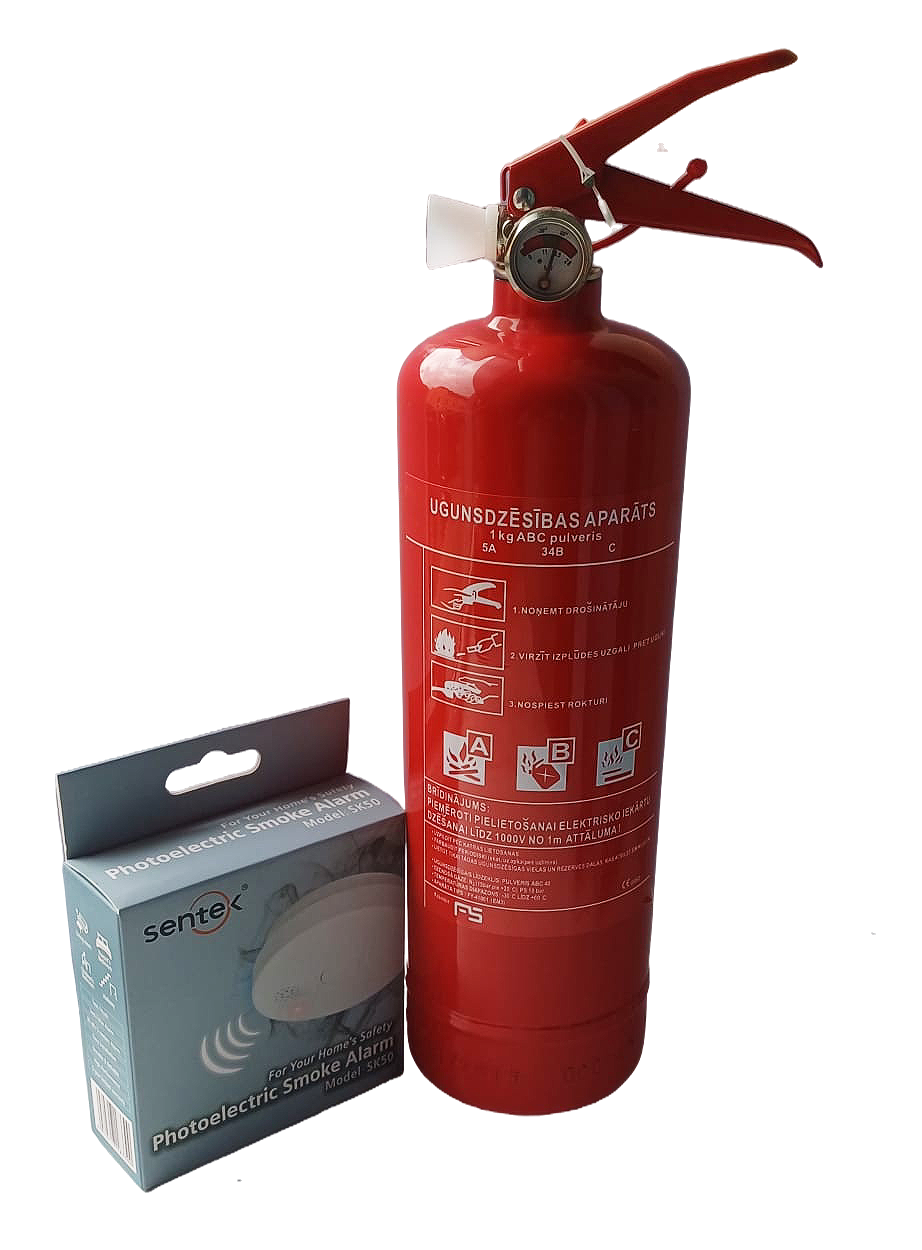 Set: Powder fire extinguisher PA-1 (5A 34B) + Smoke detector
