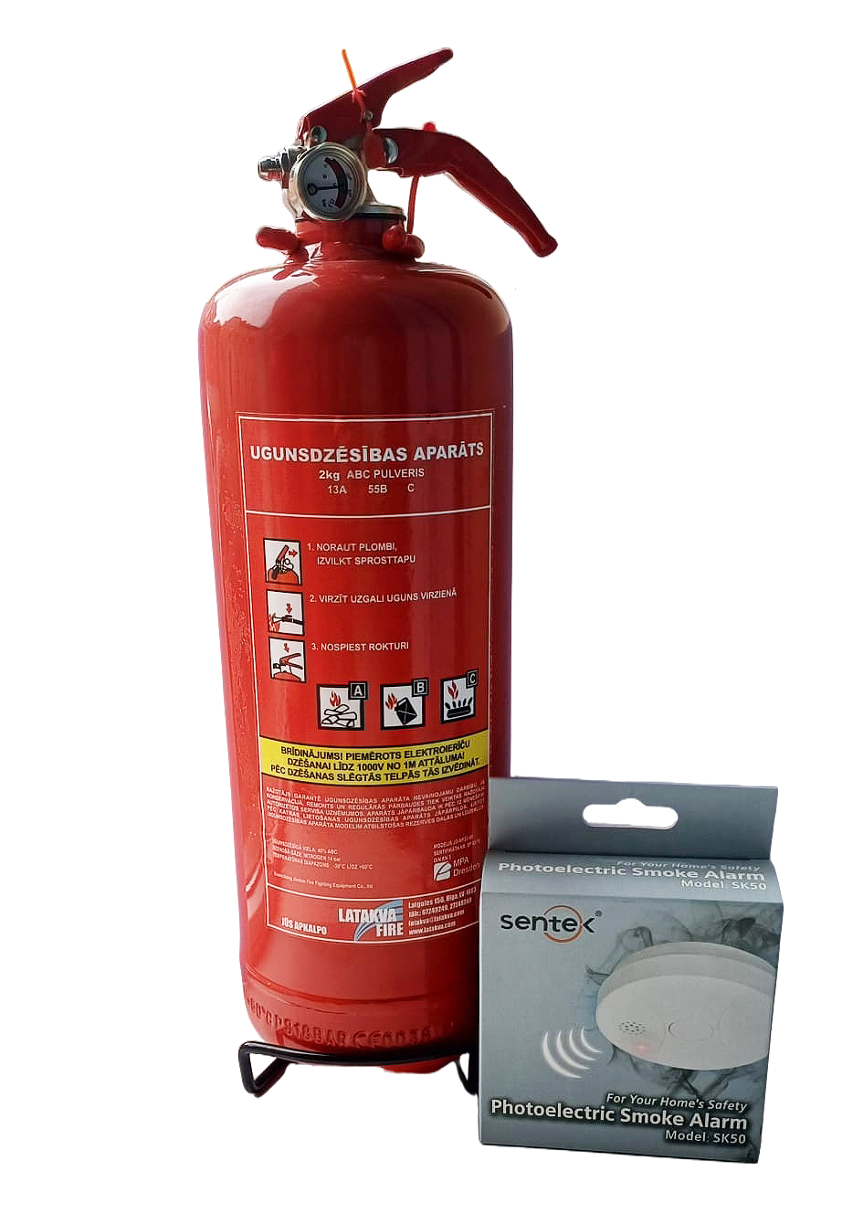 Set: Powder fire extinguisher PA-2 (13A 55B) + Smoke detector